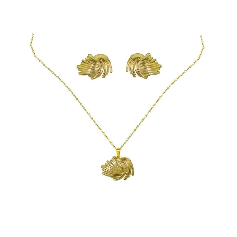 Elegant Retro Geometric Heart Shape Flower Stainless Steel Plating Jewelry Set