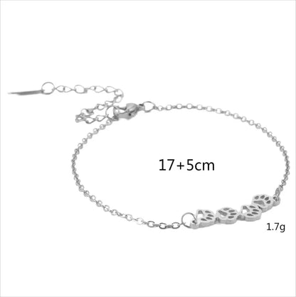 Elegant Cute Sweet Paw Print Simple Titanium Steel Bracelets In Bulk