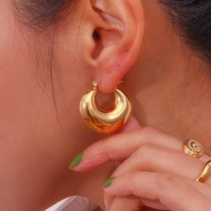 1 Pair Minimalist Solid Color Stainless Steel Hoop Earrings