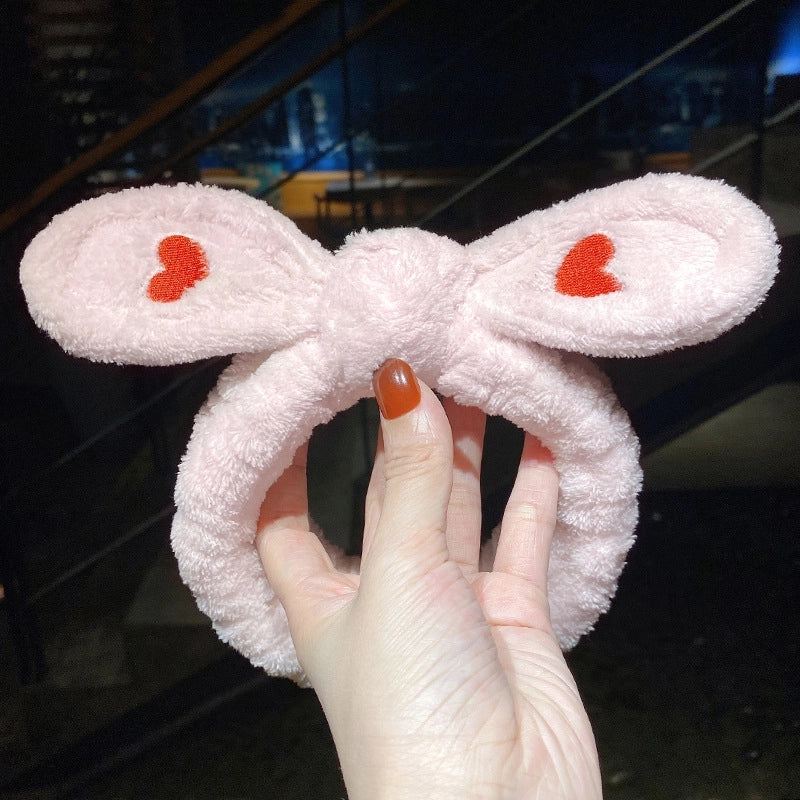 Cat Ears Hair Band Hair Band Korean Plush Internet Celebrity Rabbit Ear Hair Accessories Bow Face Wash Hair Band