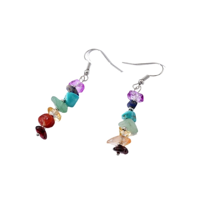 1 Pair Minimalist Star Water Droplets Tassel Chain Natural Stone Drop Earrings