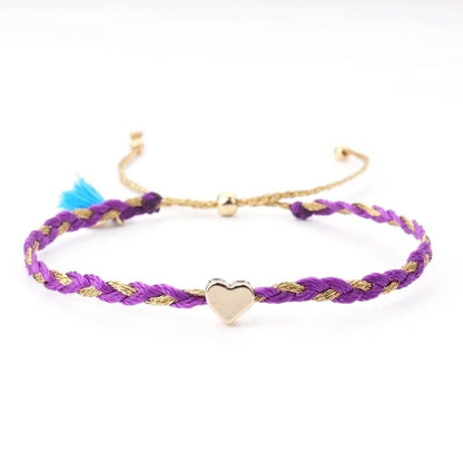 Cotton Rope Copper Minimalist Classic Style Commute Heart Shape Drawstring Bracelets