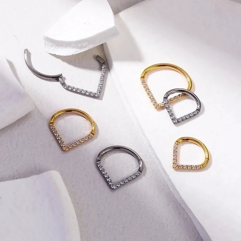 1 Piece Ear Cartilage Rings & Studs Fashion Water Droplets Pure Titanium Inlay Zircon