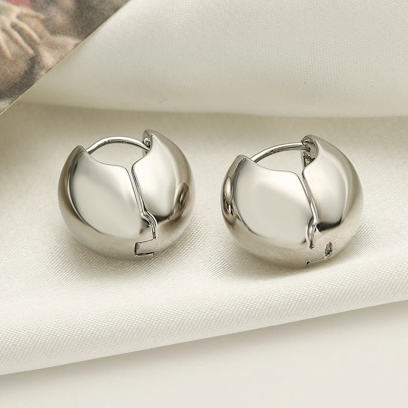 1 Pair Minimalist Commute Solid Color Plating Copper 18k Gold Plated Hoop Earrings