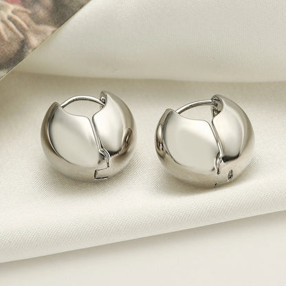 1 Pair Minimalist Commute Solid Color Plating Copper 18k Gold Plated Hoop Earrings