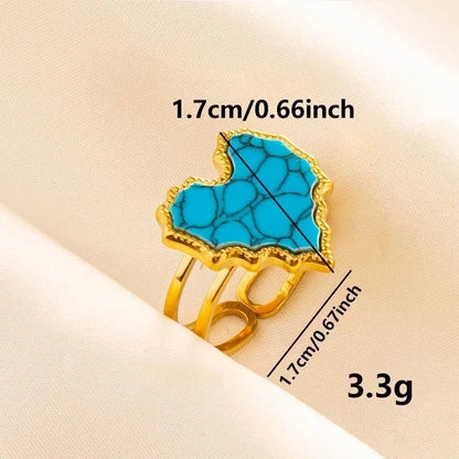 304 Stainless Steel 18K Gold Plated Vintage Style Classic Style Inlay Geometric Artificial Gemstones Imitating Stone Open Rings