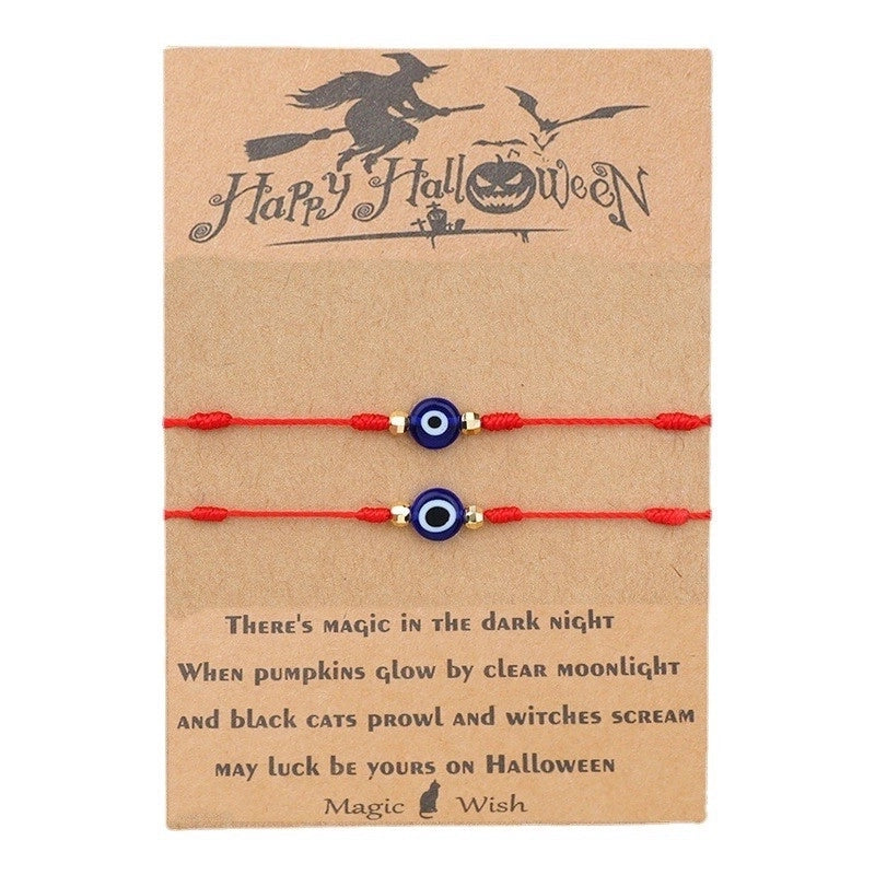 New Halloween Couple Braided Bracelet Creative 7-knot Demon Eye Red String Card Bracelet