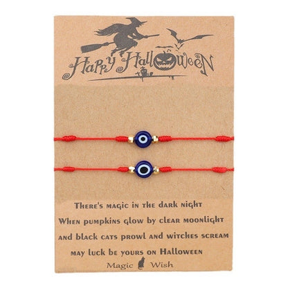 New Halloween Couple Braided Bracelet Creative 7-knot Demon Eye Red String Card Bracelet