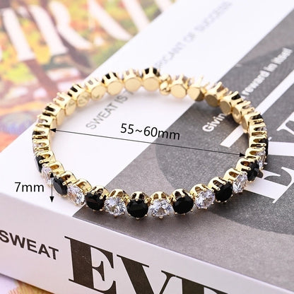 Copper White Gold Plated Gold Plated Multicolor Zircon Bangle