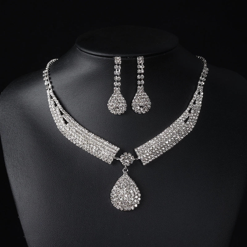 Minimalist Solid Color Rhinestone Inlay Zircon Jewelry Set