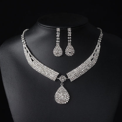 Minimalist Solid Color Rhinestone Inlay Zircon Jewelry Set