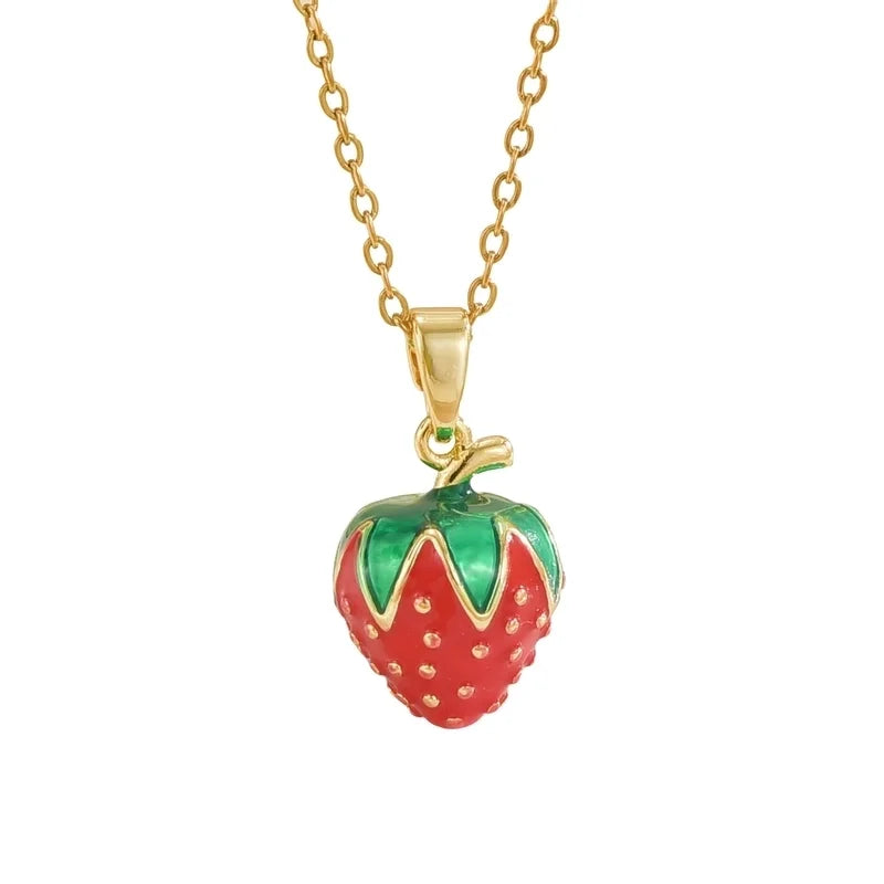Minimalist Strawberry Copper Plating Pendant Necklace