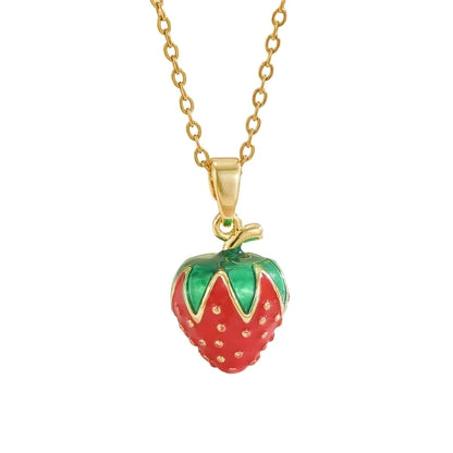 Minimalist Strawberry Copper Plating Pendant Necklace