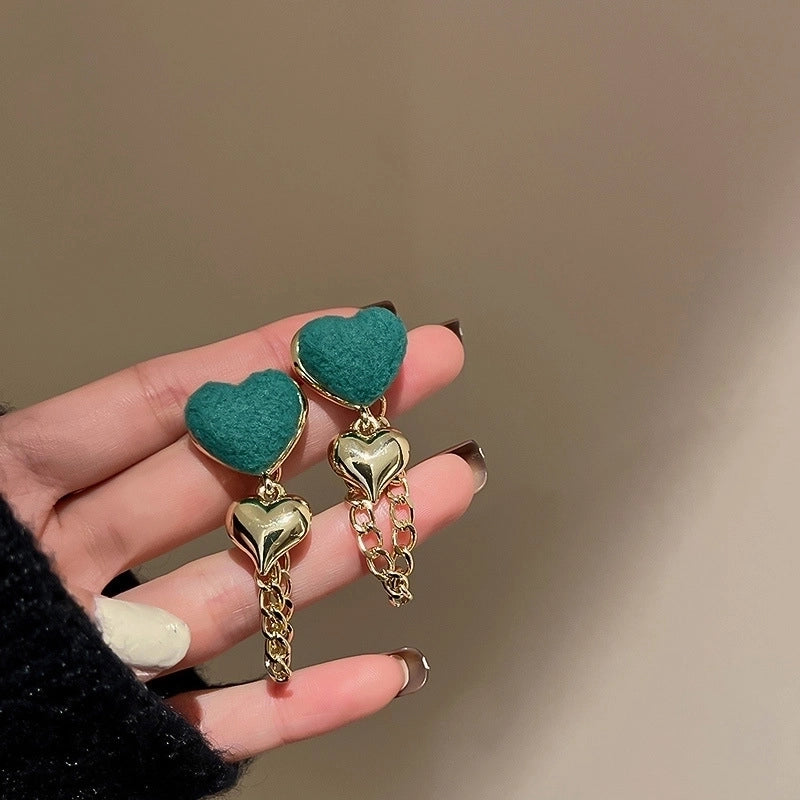 Retro Bear Heart Shape Bow Knot Arylic Alloy Cloth Enamel Artificial Pearls Rhinestones Opal Women\'s Earrings 1 Pair