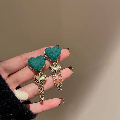 Retro Bear Heart Shape Bow Knot Arylic Alloy Cloth Enamel Artificial Pearls Rhinestones Opal Women\'s Earrings 1 Pair