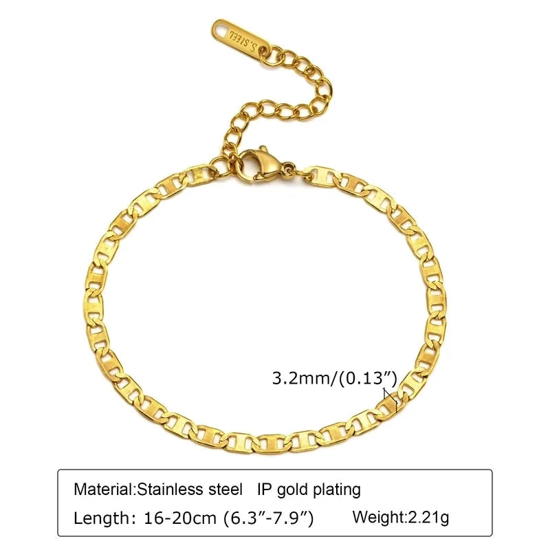 Casual Minimalist Solid Color 304 Stainless Steel 18K Gold Plated Bracelets In Bulk