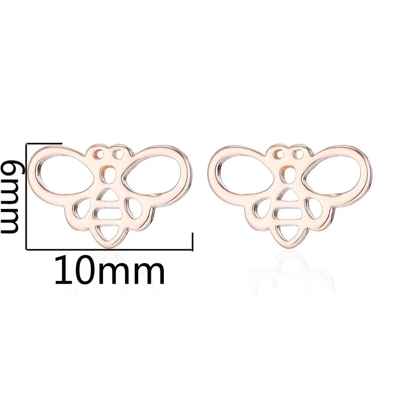 Minimalist Christmas Tree Heart Shape Elk Stainless Steel Plating Hollow Out Ear Studs 1 Pair