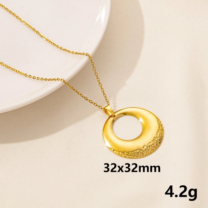 Minimalist Geometric Round 304 Stainless Steel Plating Pendant Necklace