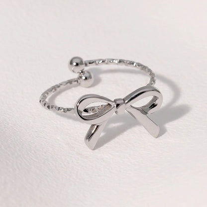 IG Style Minimalist Bow Knot 304 Stainless Steel 18K Gold Plated Open Rings