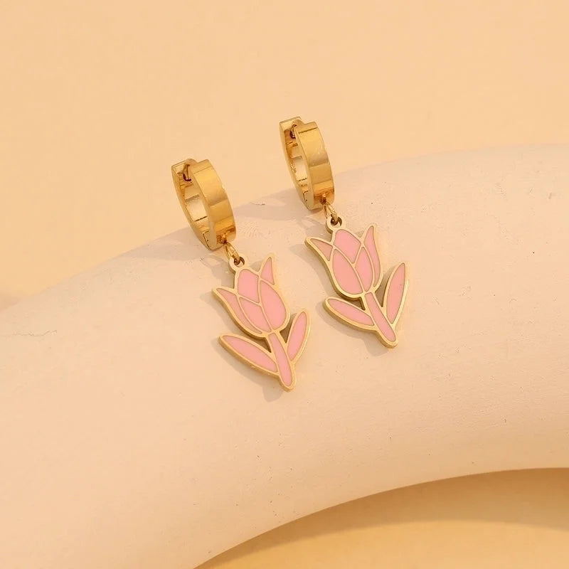 Commute Flower Bow Knot 304 Stainless Steel 18K Gold Plated Multi Charms Epoxy Bracelets Earrings Necklace