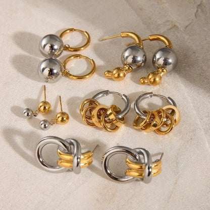 1 Pair Retro Minimalist Classic Style Geometric 304 Stainless Steel 18K Gold Plated Earrings Ear Studs