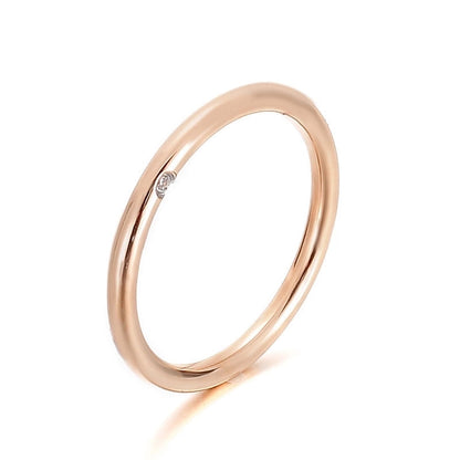 Minimalist Classic Style Solid Color Titanium Steel Rhinestones 18K Gold Plated Inlay Rings