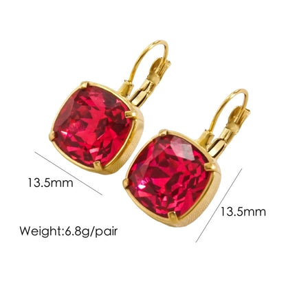 3 Pairs Retro Roman Style Geometric Plating Inlay 304 Stainless Steel Zircon 14K Gold Plated Drop Earrings