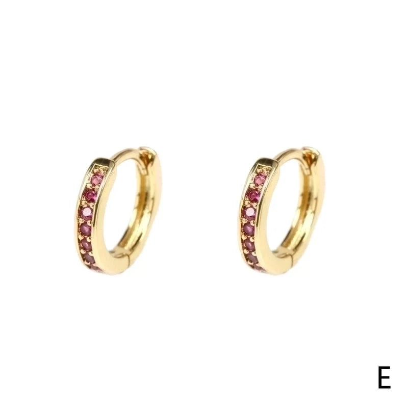 Fashion Round Gold Plated Copper Zircon Hoop Earrings