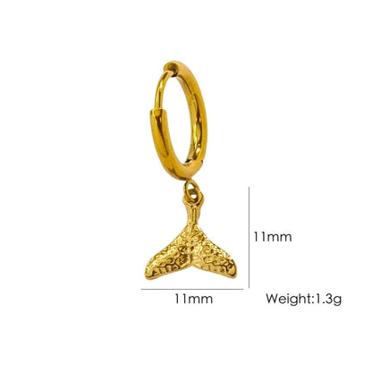 3 Pieces Beach Tortoise Starfish Shell Plating 304 Stainless Steel 14K Gold Plated Earrings