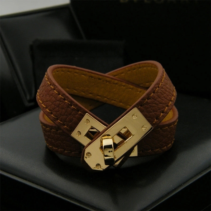 Copper Hip-Hop Retro Patchwork Solid Color Bangle