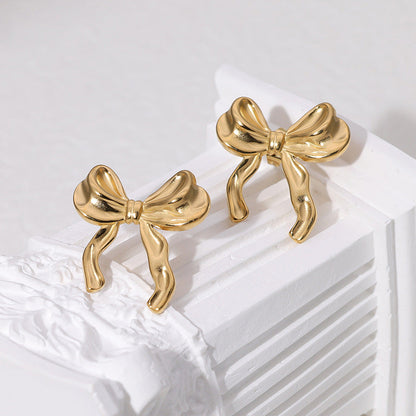 Minimalist Bowknot Bowknot Stainless Steel Electroplating Stud Earrings