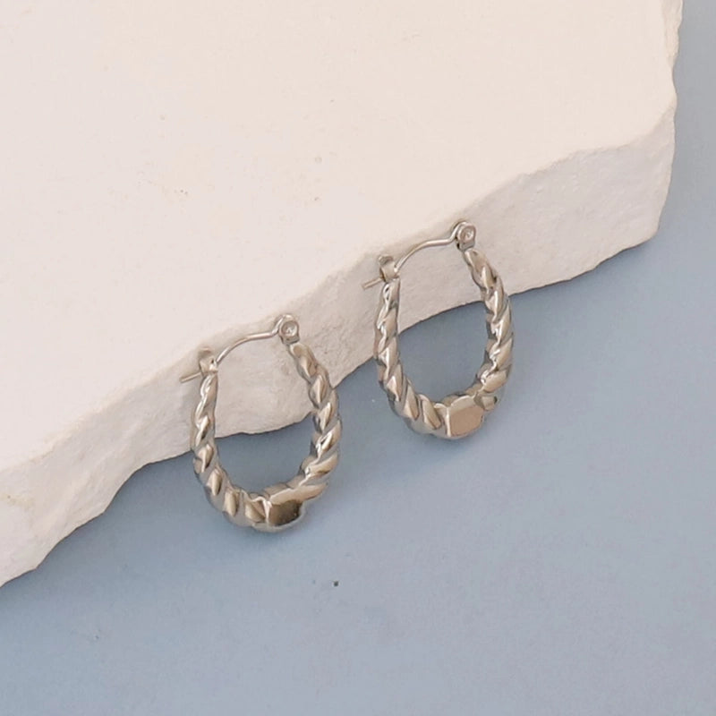 1 Pair Minimalist Round Square Heart Shape 304 Stainless Steel Earrings