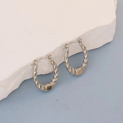 1 Pair Minimalist Round Square Heart Shape 304 Stainless Steel Earrings