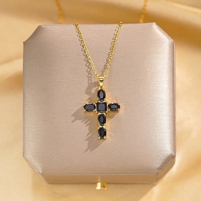304 Stainless Steel Copper 18K Gold Plated Glam Luxurious Plating Inlay Solid Color Diamond Pendant Necklace
