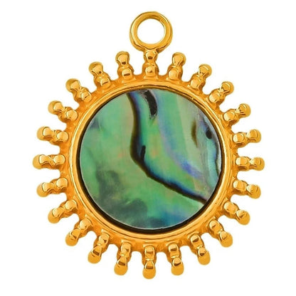 Vintage Style Classic Style Round 304 Stainless Steel Shell Abalone Shell 18K Gold Plated Irregular Plating Pendant Necklace
