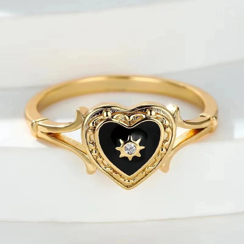 Copper Gothic Heart Shape Rings