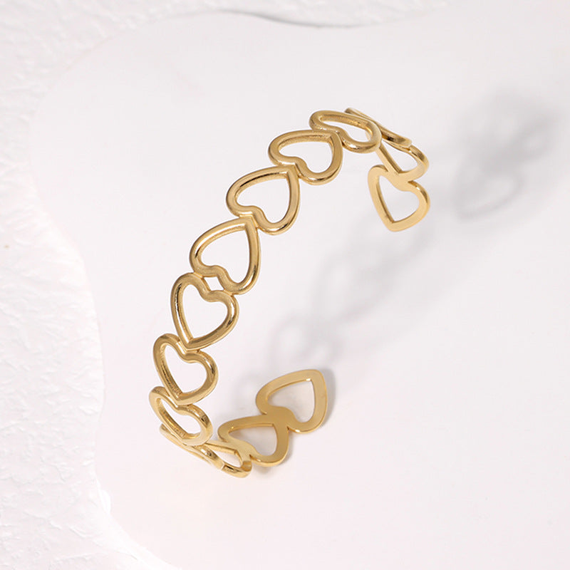 Cute Heart Stainless Steel Electroplating Bangles