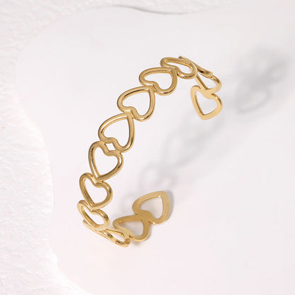 Cute Heart Stainless Steel Electroplating Bangles