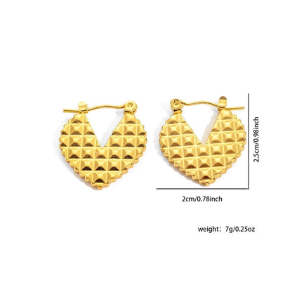 1 Pair Minimalist Heart Shape Titanium Steel Hoop Earrings