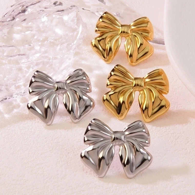1 Pair Casual Minimalist Classic Style Bow Knot 304 Stainless Steel Imitation Gold Ear Studs