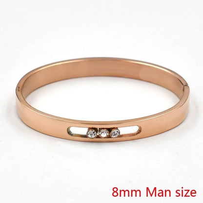 IG Style Geometric Solid Color Stainless Steel Zircon Bangle In Bulk