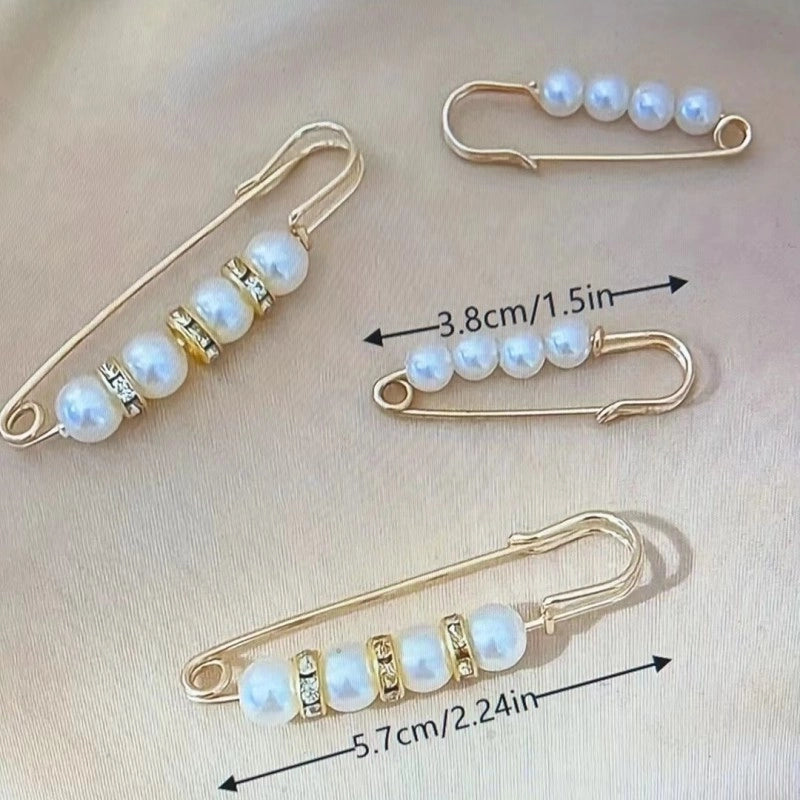 Pants Tight Pants Skirt Waist Artifact Tight Waist Pin Anti-running Light Brooch High-end Corsage Pin Jewelry Pearl Brooch Buckle