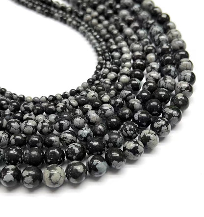 1 Piece Diameter 4mm Diameter 6 Mm Diameter 8mm 1.2-1.5mm Natural Stone Snowflake Obsidian Geometric Polished Beads