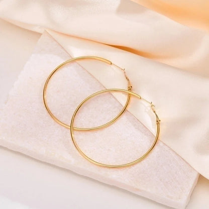 1 Pair Minimalist Geometric 304 Stainless Steel Gold Plated Hoop Earrings