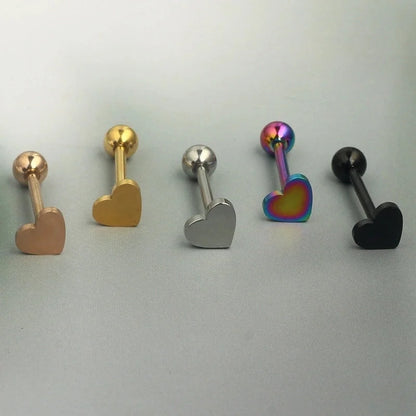 1 Piece Tongue Rings Minimalist Heart Shape Solid Color 304 Stainless Steel Plating Gold Plated Tongue Rings