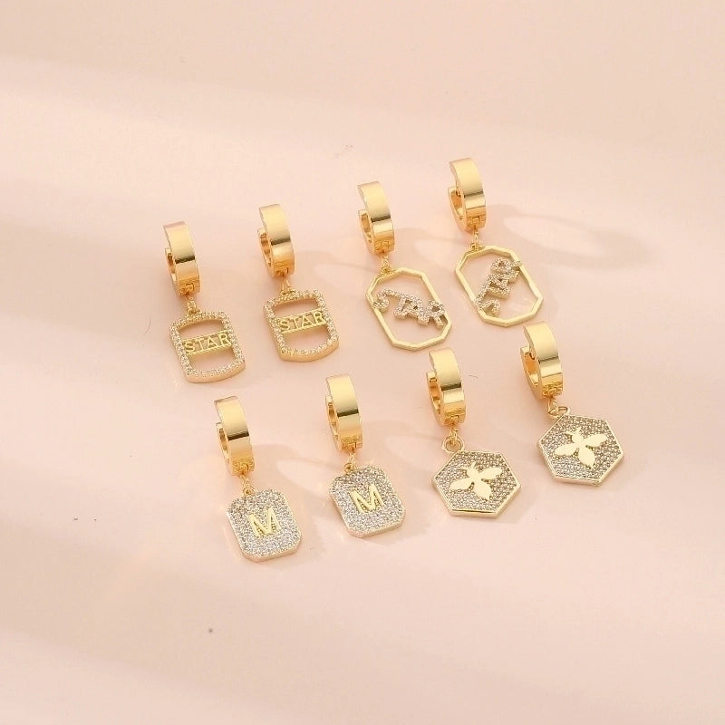 1 Pair Sweet Tree Fruit Plating Inlay 304 Stainless Steel Zircon K Gold Plated Drop Earrings