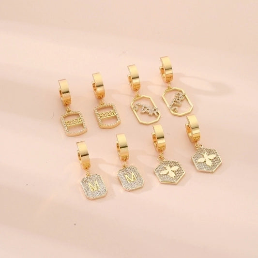 1 Pair Sweet Tree Fruit Plating Inlay 304 Stainless Steel Zircon K Gold Plated Drop Earrings