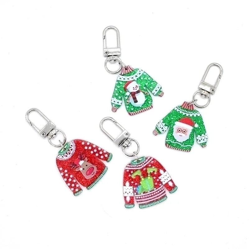 Cute Christmas Vintage Style Santa Claus Arylic Christmas Bag Pendant Keychain
