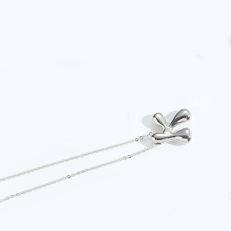 Copper White Gold Plated Letter Pendant Necklace