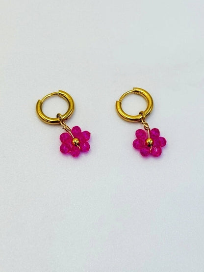 1 Pair Pastoral Flower Inlay 304 Stainless Steel Plastic Stainless Steel Earrings